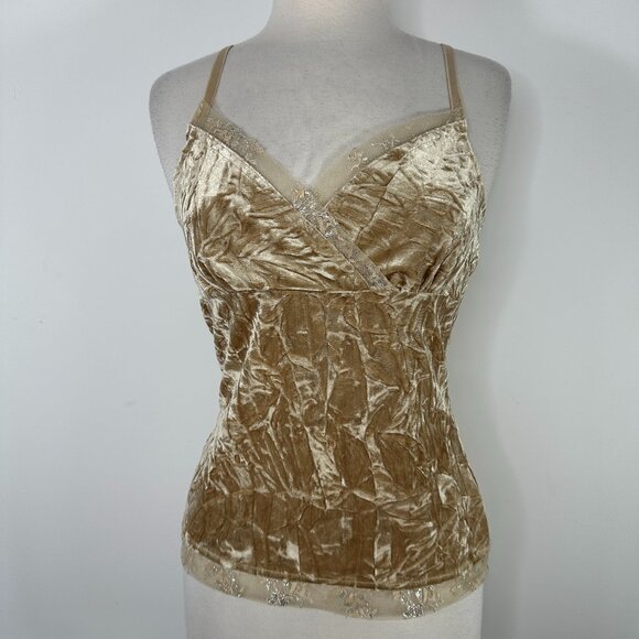 Byerwear Velvet Women's Size Large Gold Y2K Strap Stretch Tank Top - Picture 1 of 11